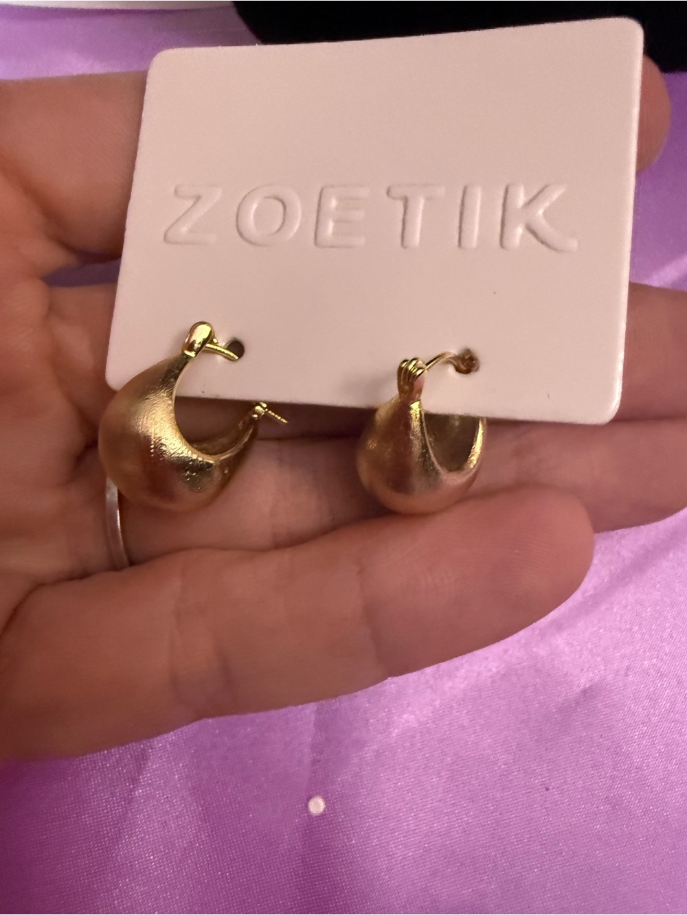 Zoetik Gold Hoop Earrings - Textured Puff Huggies
